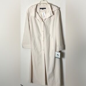 80s Fleet Street Beige Coated Silk Trench Coat NWT 1X